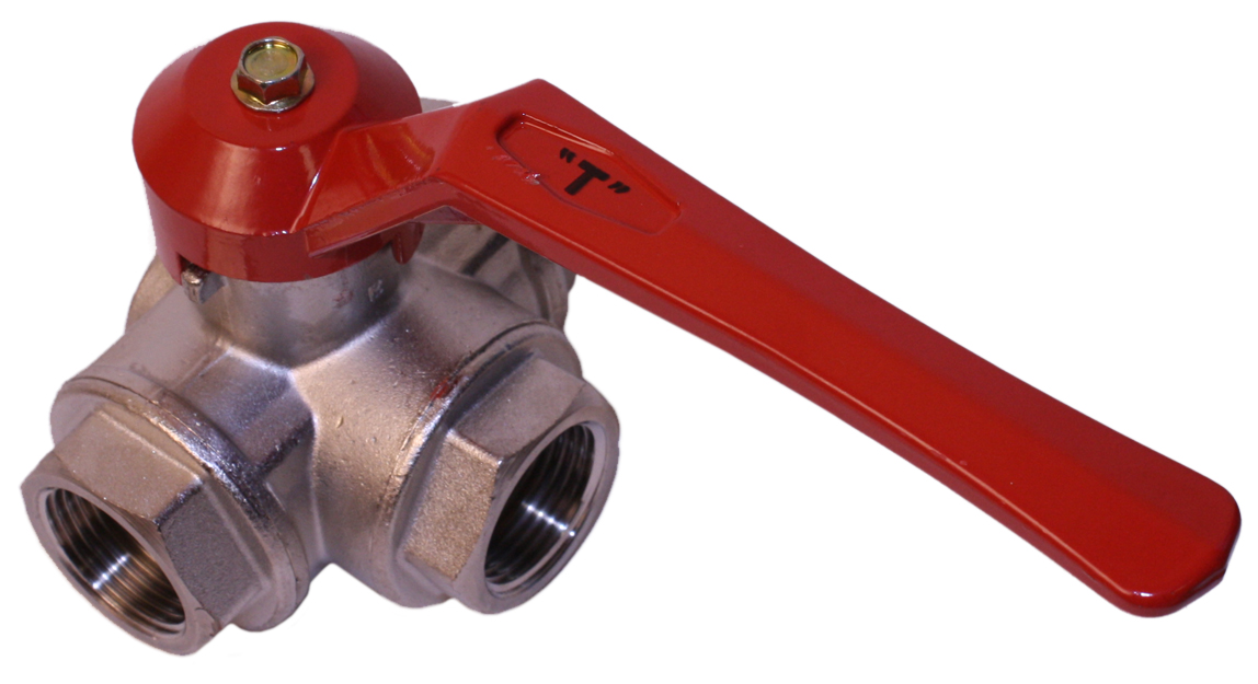 RUB 3 Way Brass Ball Valve L & T Port - BVL/BVT