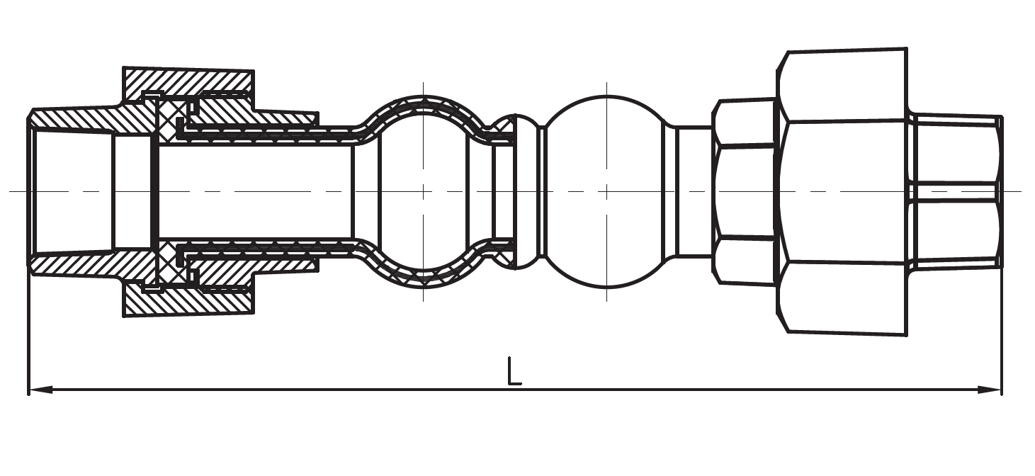 Double sphere threaded expansion joint tech dwg